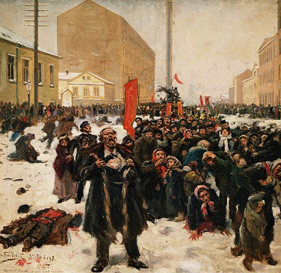 Vladimir Egorovic Makovskij'in tablosu 9 Ocak1905 Devriminin birinci gï¿½nï¿½nï¿½ betimliyor